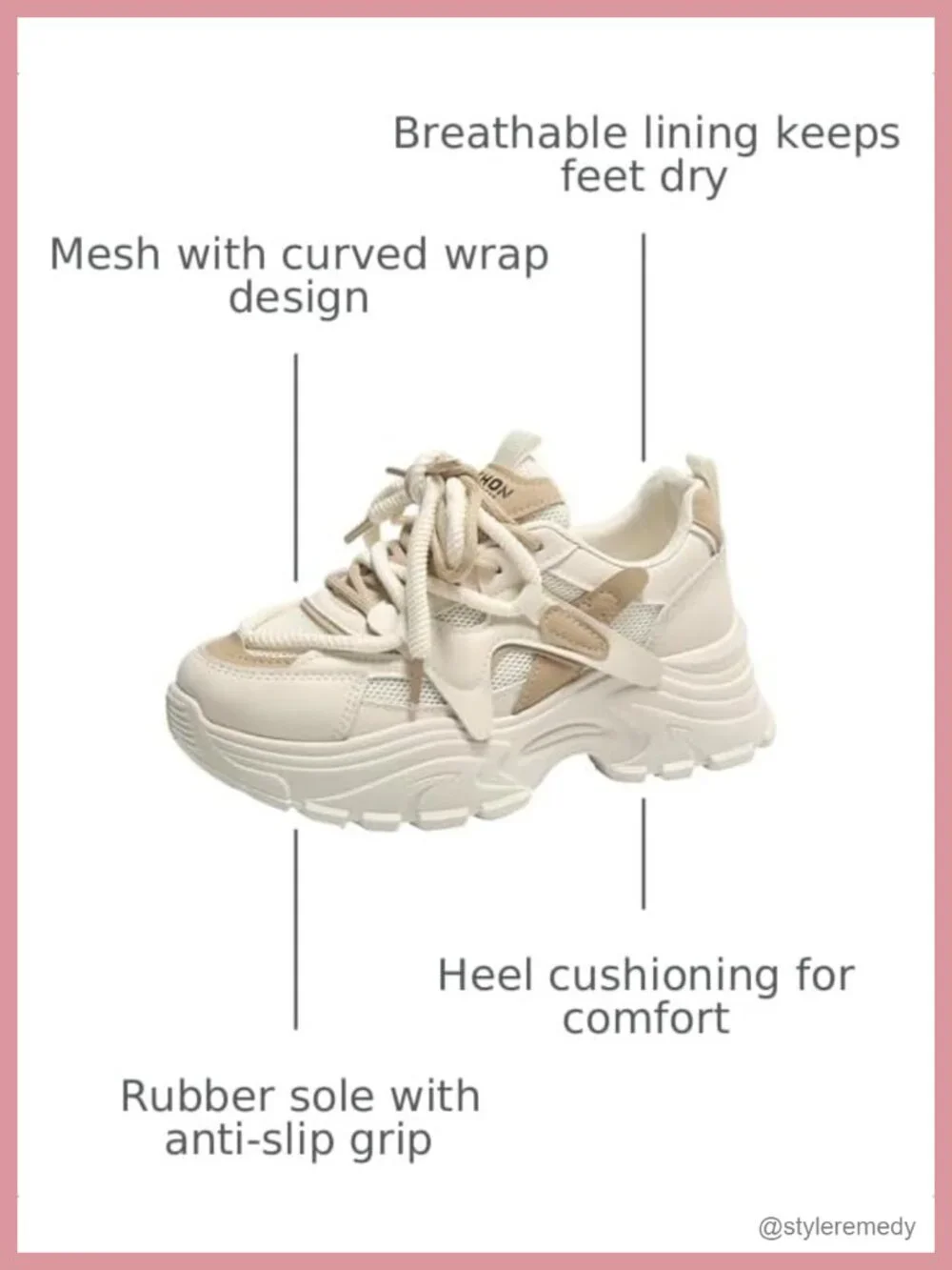 Women's Platform Walking Sneakers Mesh Lace-Up Athletic Shoes